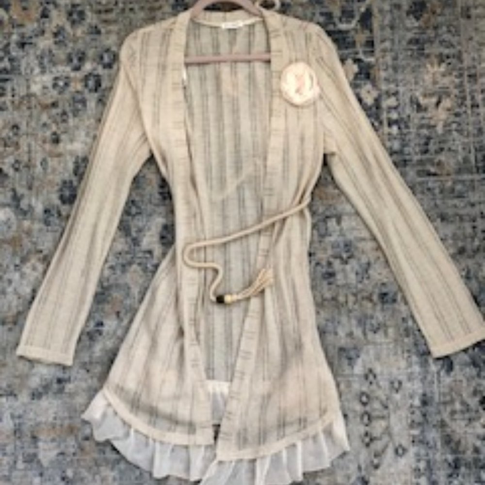 Blu Pepper Cardigan, Size Large, Cream color